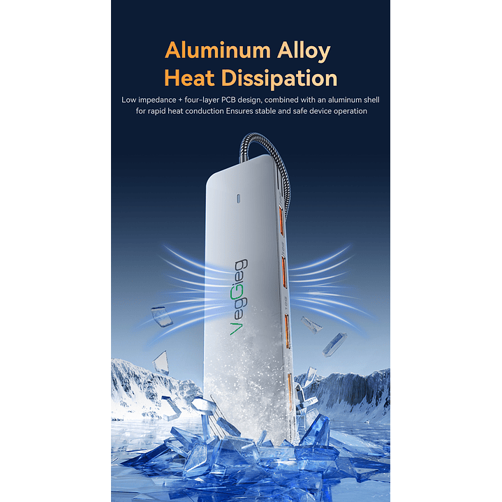 Hub Adapador Tipo C 3.2 Gen 2 A 4 Puertos Usb 10gbs Veggieg Gris metalico 4