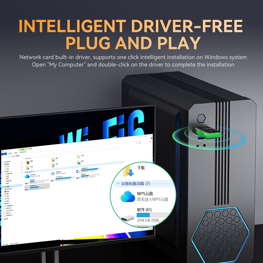 Adaptador 2 En 1 Bluetooth5.4 + Wifi 6+ 1100mbps Veggieg 4