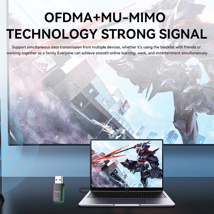 Adaptador 2 En 1 Bluetooth5.4 + Wifi 6+ 1100mbps Veggieg 5