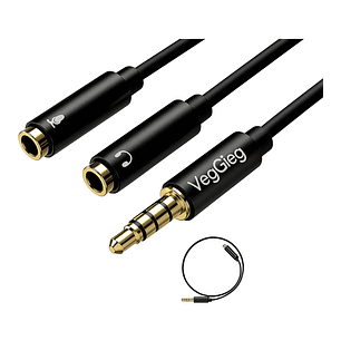 Cable Adaptador Divisor Audio De 3,5mm Auriculares Veggieg