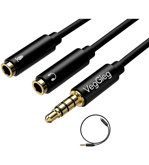 Cable Adaptador Divisor Audio De 3,5mm Auriculares Veggieg