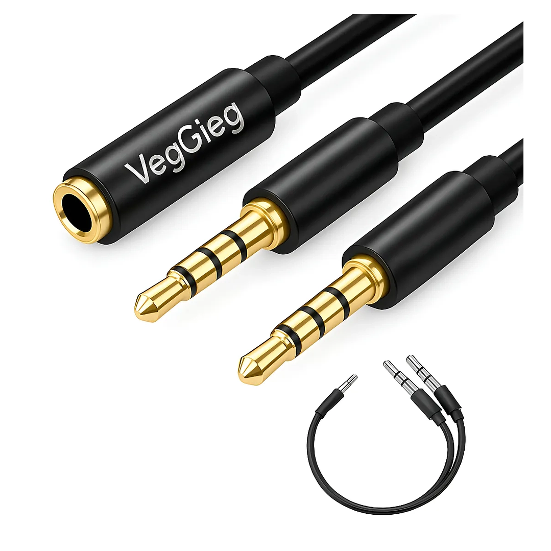Splitter Adaptador Jack 3.5mm Divisor De Audio Veggieg 1