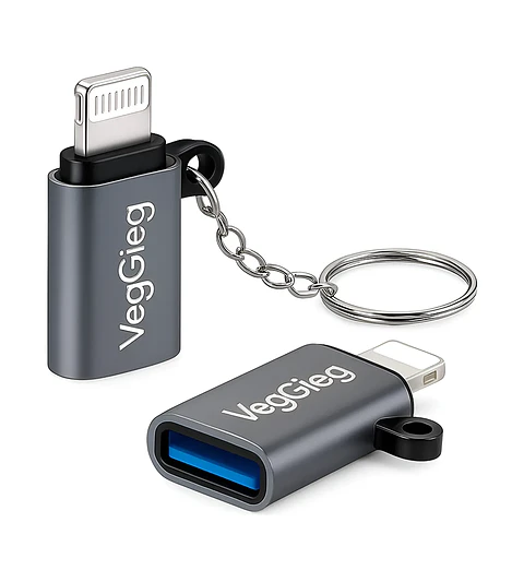 Adaptador Otg Usb 3.0 A Lightning Datos Y Carga Veggieg Gris
