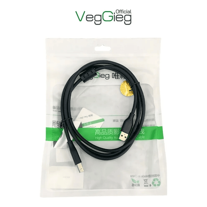 Cable Impresora Premium Usb 2.0 A Usb Tipo B 1.5 / 3 / 5mts Veggieg Negro 6