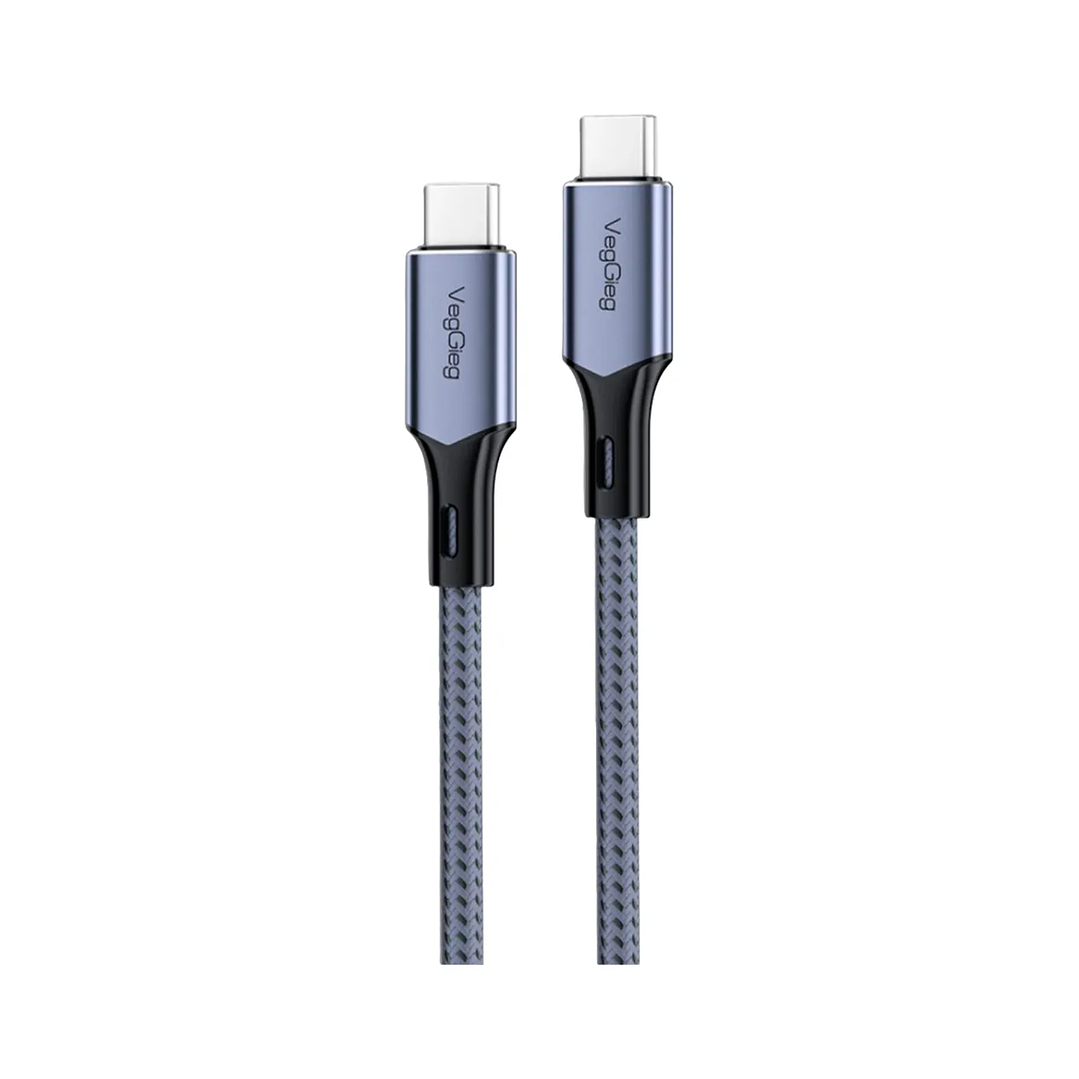 Cable Veggieg De Carga Rápida Tipo C A Tipo C 100 W Trenzado Gris 1