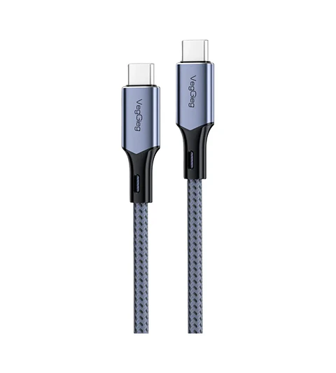 Cable Veggieg De Carga Rápida Tipo C A Tipo C 100 W Trenzado Gris
