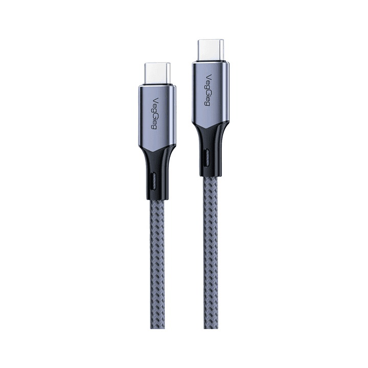 Cable Veggieg De Carga Rápida Tipo C A Tipo C 100 W Trenzado Gris 1