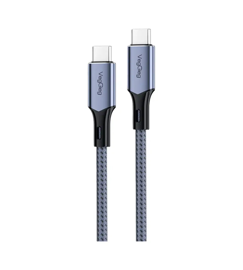 Cable Veggieg De Carga Rápida Tipo C A Tipo C 100 W Trenzado Gris 1