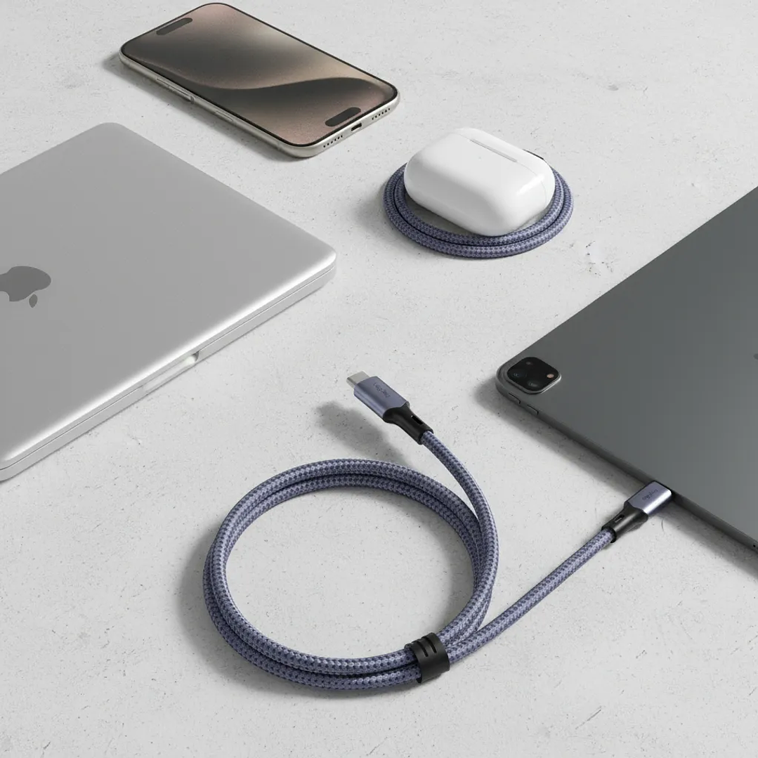 Cable Veggieg De Carga Rápida Tipo C A Tipo C 100 W Trenzado Gris 5