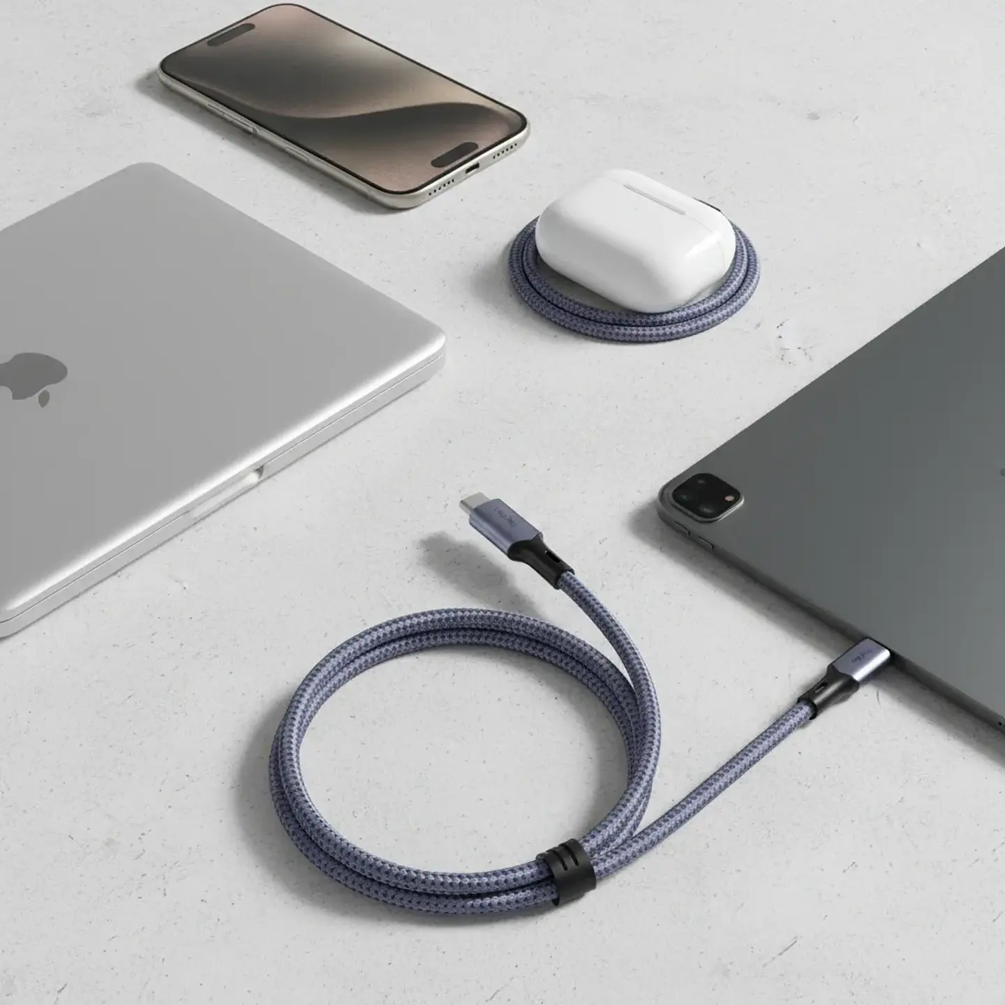 Cable Veggieg De Carga Rápida Tipo C A Tipo C 100 W Trenzado Gris 5