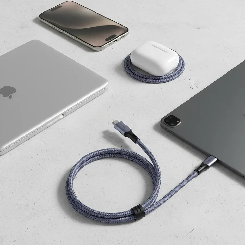 Cable Veggieg De Carga Rápida Tipo C A Tipo C 100 W Trenzado Gris 5
