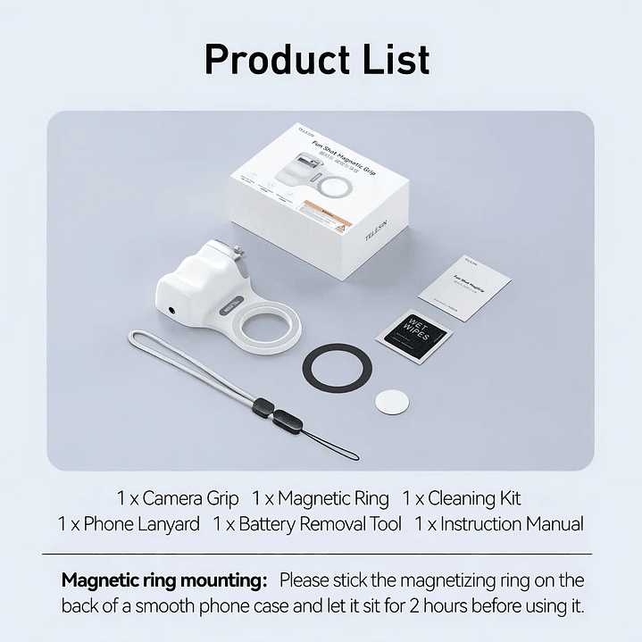 Empuñadura Magnetica Para Camara De Teléfono Soporte Telesin Blanco SAMSUNG - IPHONE 6