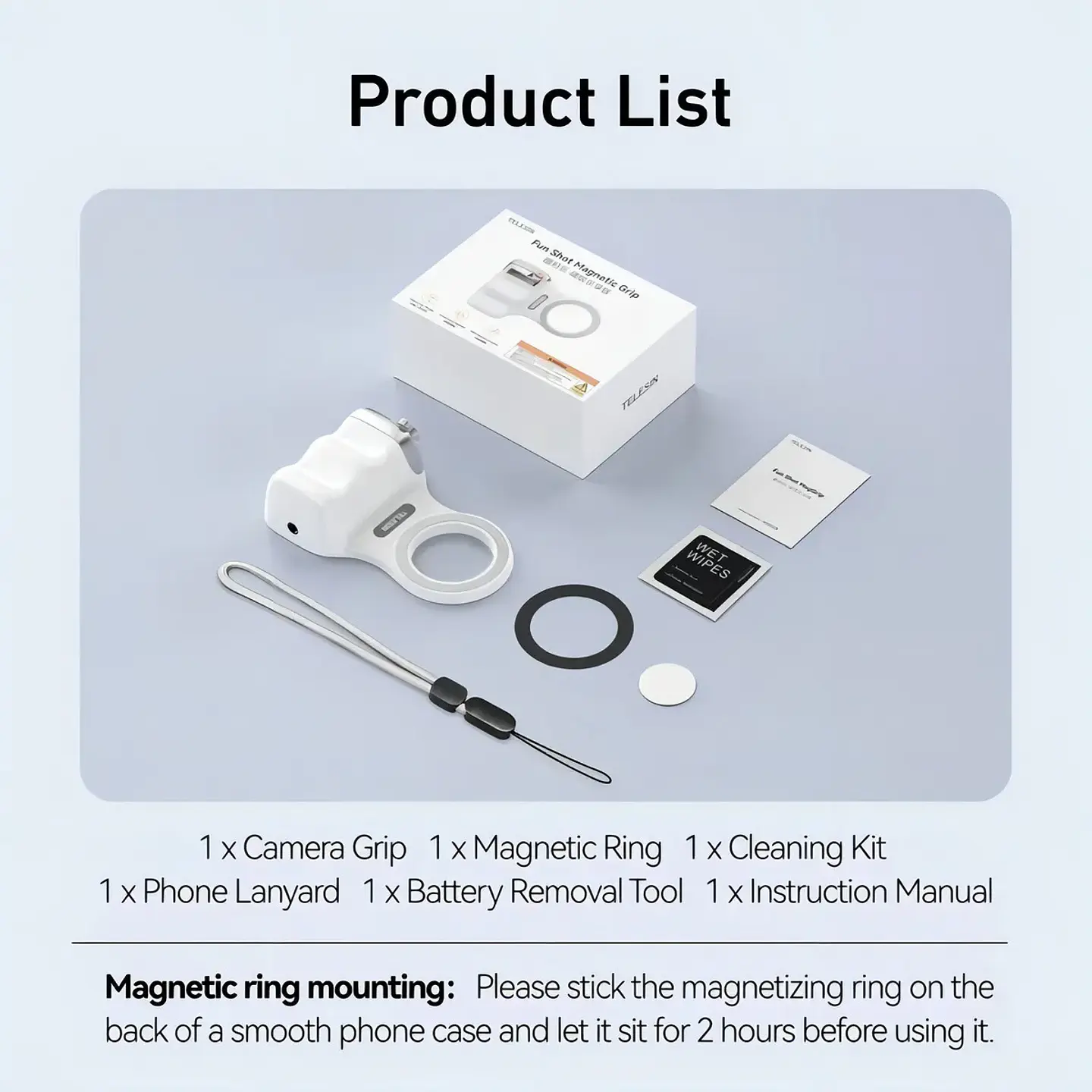 Empuñadura Magnetica Para Camara De Teléfono Soporte Telesin Blanco SAMSUNG - IPHONE 6