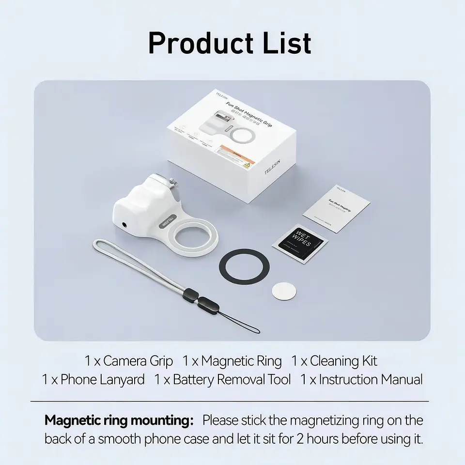 Empuñadura Magnetica Para Camara De Teléfono Soporte Telesin Blanco SAMSUNG - IPHONE 6