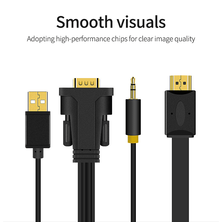 Adaptador VGA a HDMI con Audio y USB – VEGGIEG | 1080P Full HD 1.5 / 3 / 5 Metros 4
