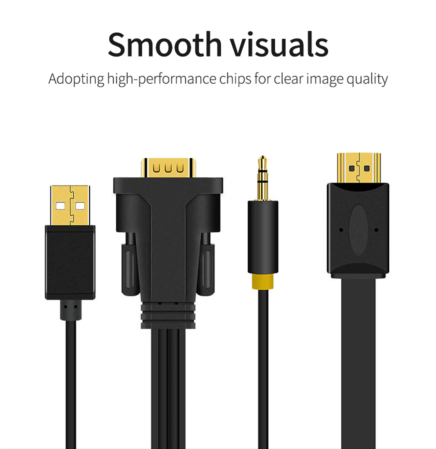 Adaptador VGA a HDMI con Audio y USB – VEGGIEG | 1080P Full HD 1.5 / 3 / 5 Metros 4