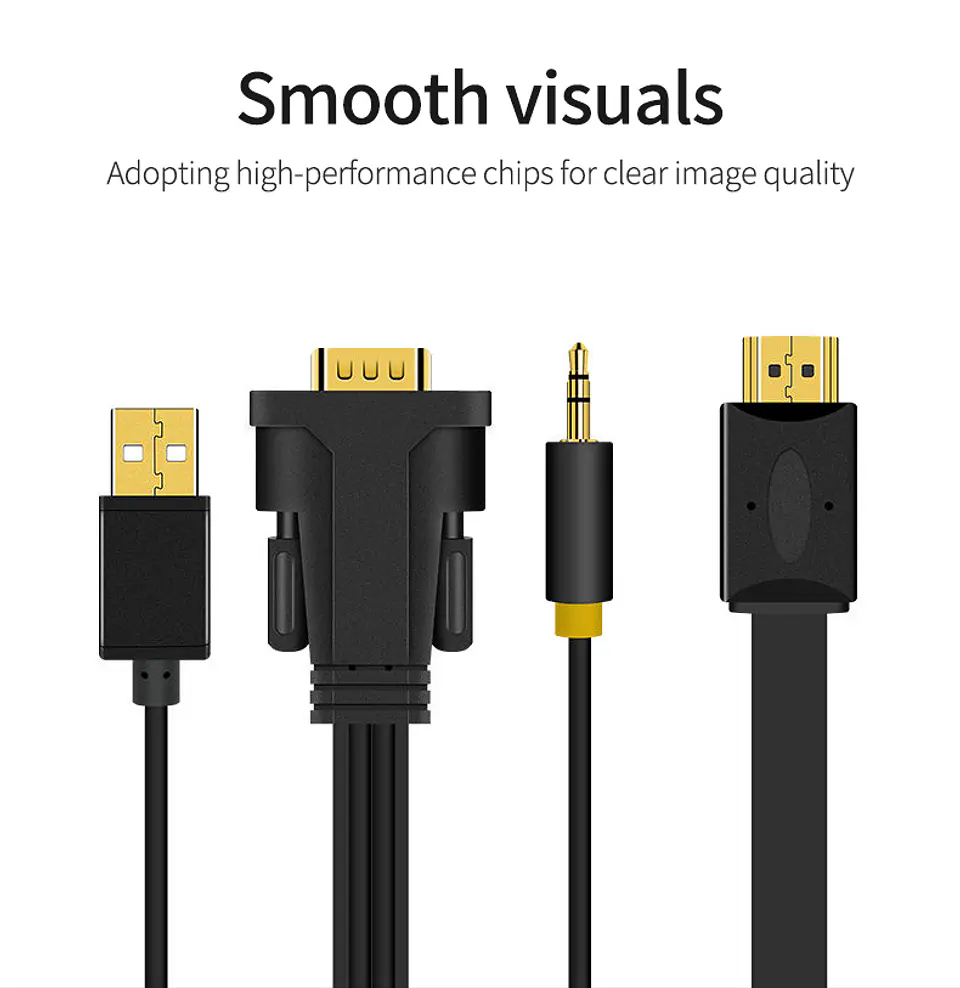 Adaptador VGA a HDMI con Audio y USB – VEGGIEG | 1080P Full HD 1.5 / 3 / 5 Metros 4