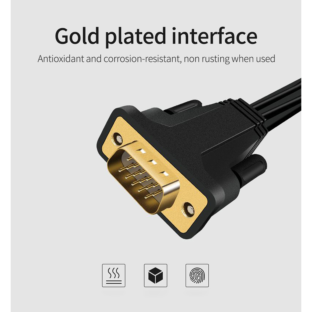 Adaptador VGA a HDMI con Audio y USB – VEGGIEG | 1080P Full HD 1.5 / 3 / 5 Metros 5