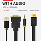 Adaptador VGA a HDMI con Audio y USB – VEGGIEG | 1080P Full HD 1.5 / 3 / 5 Metros - Miniatura 10