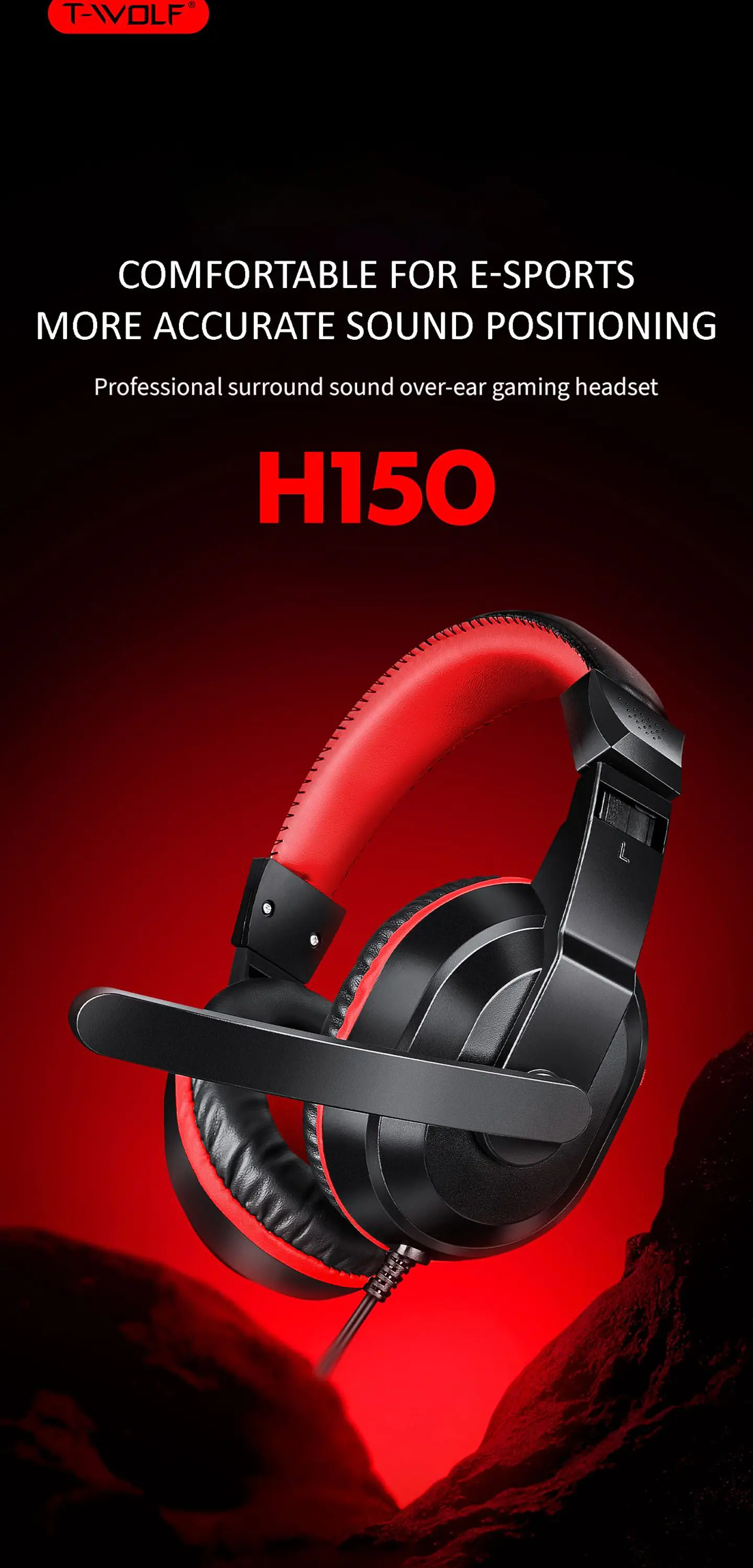 Audífonos Gamer T-Wolf H150 con Micrófono 2