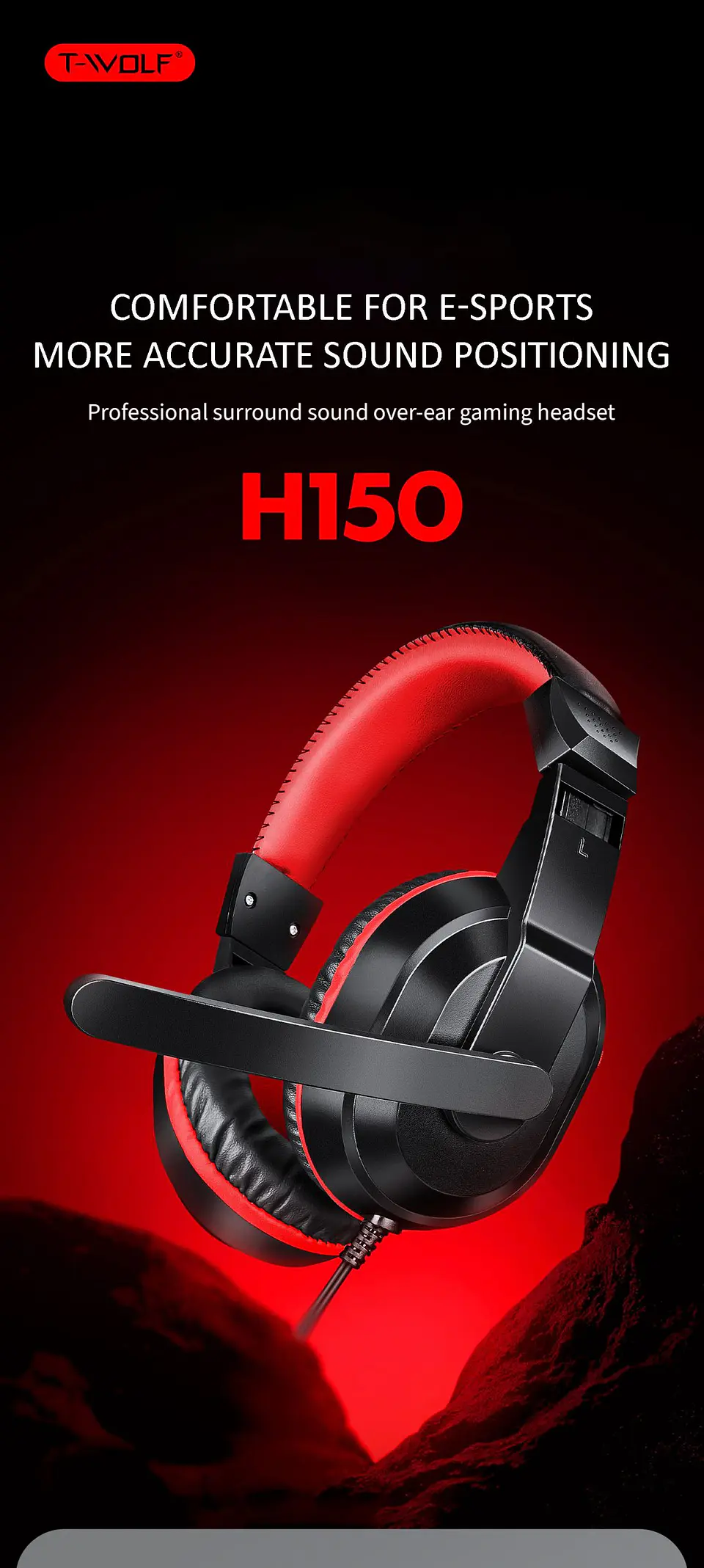Audífonos Gamer T-Wolf H150 con Micrófono 2