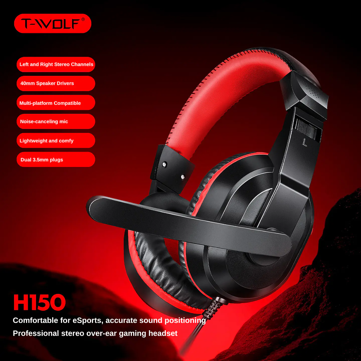 Audífonos Gamer T-Wolf H150 con Micrófono 3
