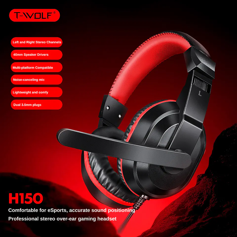 Audífonos Gamer T-Wolf H150 con Micrófono 3