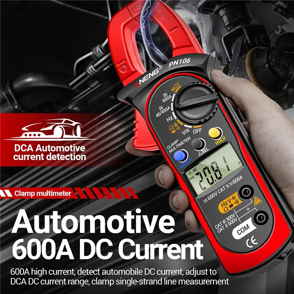 Pinza Amperimétrica Digital ANENG PN106 Profesional Multímetro AC/DC 600A 9