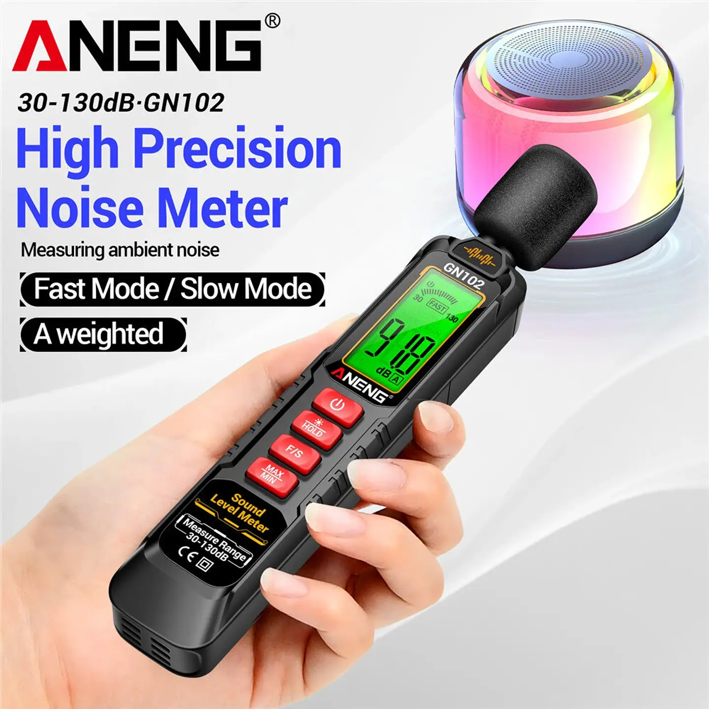 Medidor de Ruido Digital ANENG GN102  Decibelímetro Profesional 30-130 dB 3