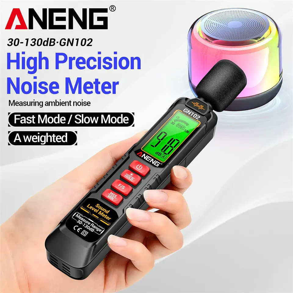 Medidor de Ruido Digital ANENG GN102  Decibelímetro Profesional 30-130 dB 3