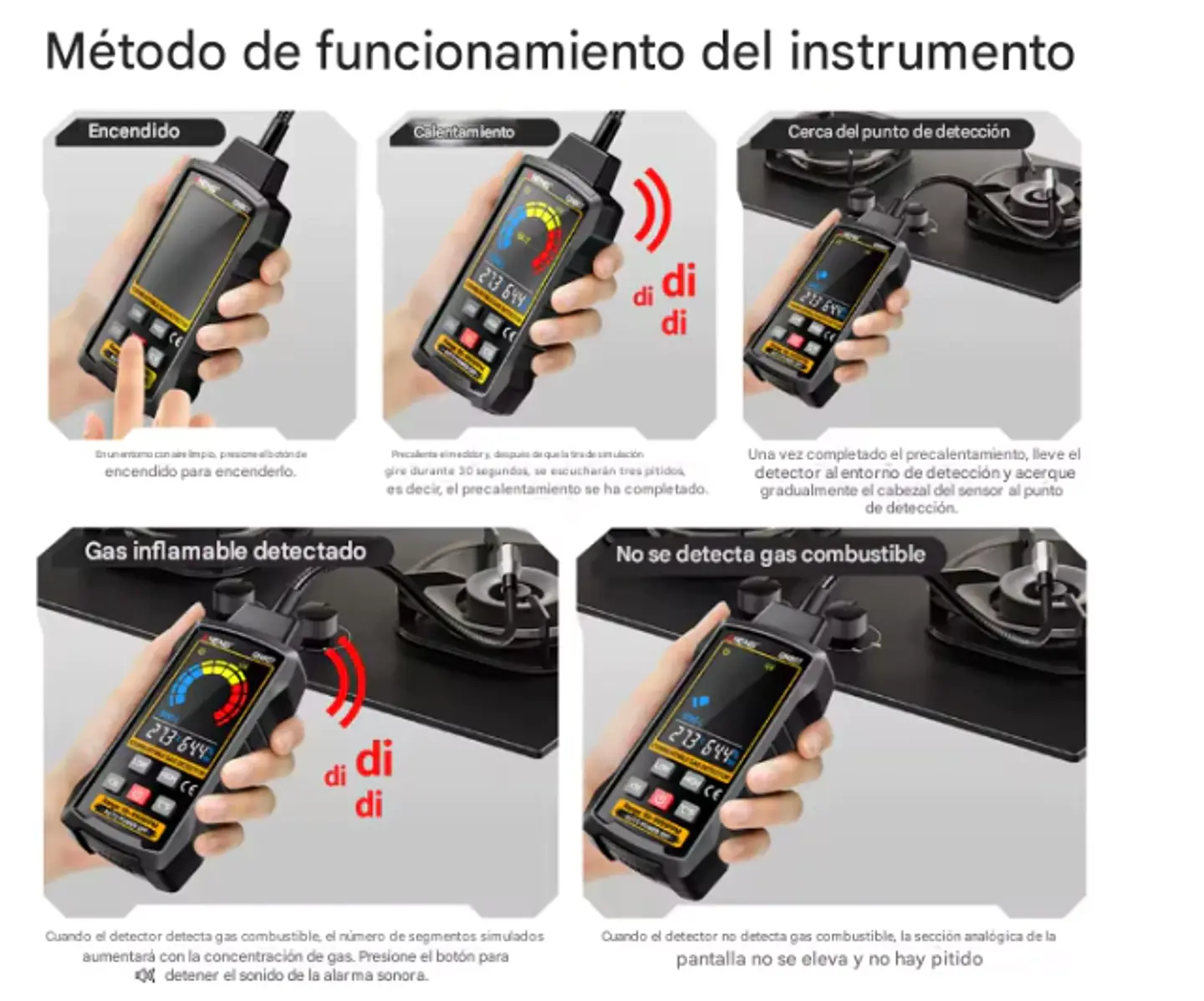 Detector de Gas Combustible ANENG GN807  50-10000 PPM | Alarma Sonora | Sensor de Alta Sensibilidad 4