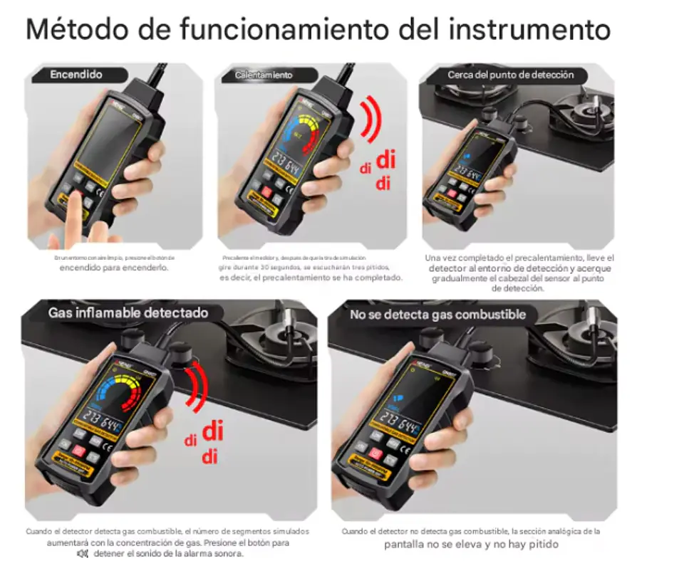 Detector de Gas Combustible ANENG GN807  50-10000 PPM | Alarma Sonora | Sensor de Alta Sensibilidad 4