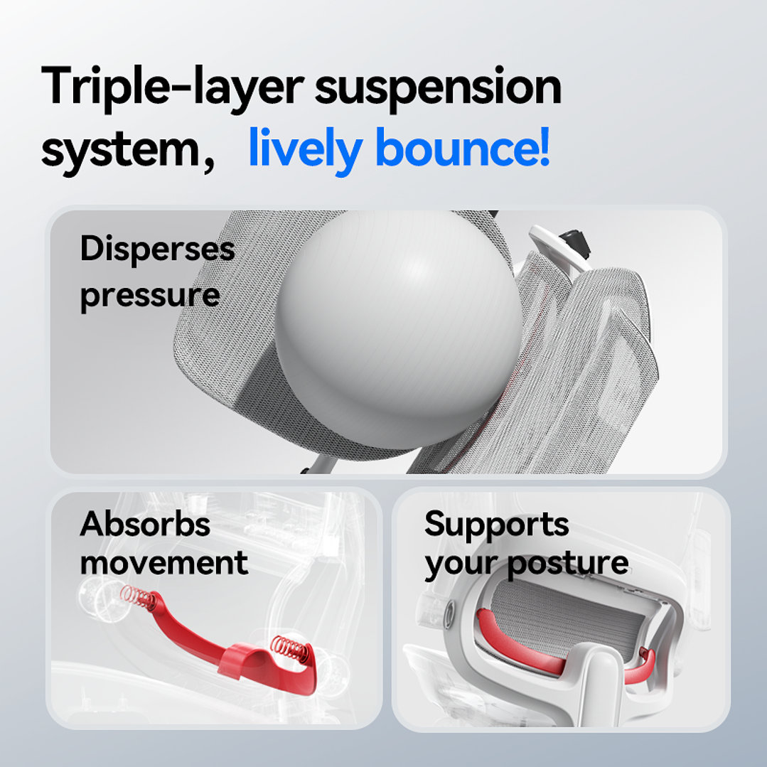 Silla Ergonómica SIHOO B100 Pro | Soporte Lumbar Flotante | Reclinable 135° | Reposabrazos 4D | Malla Premium Oficina / Home Office 5