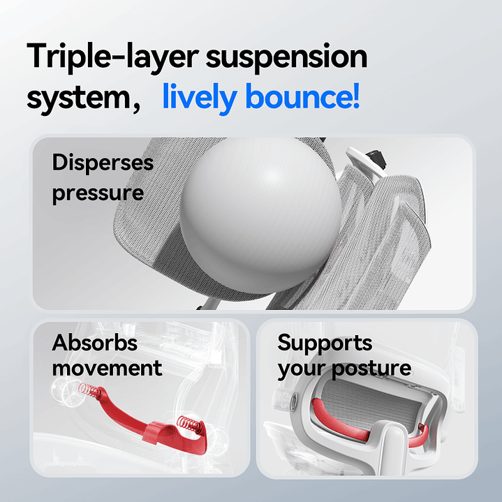 Silla Ergonómica SIHOO B100 Pro | Soporte Lumbar Flotante | Reclinable 135° | Reposabrazos 4D | Malla Premium Oficina / Home Office 5