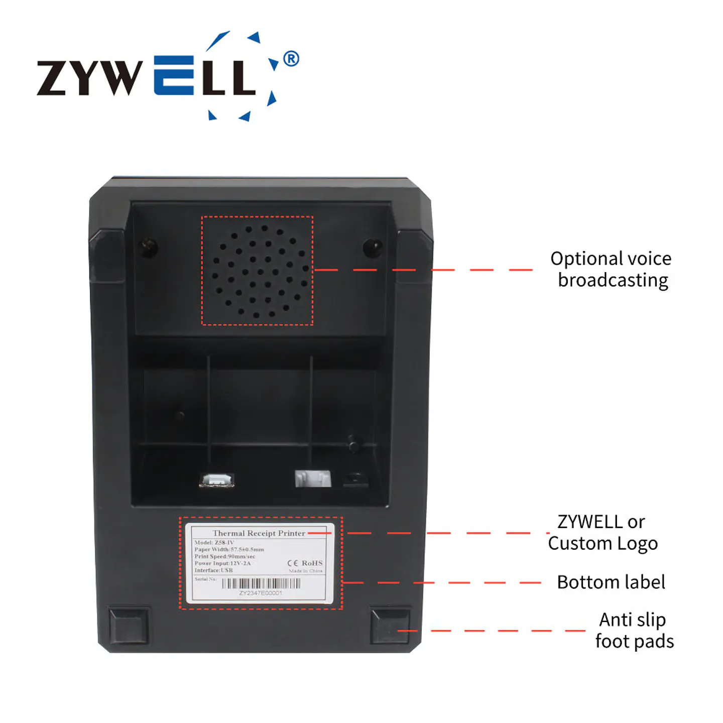 Impresora Térmica POS 58mm Z58-IV | USB / Bluetooth | Boletas y Tickets | Sin Tinta | Compatible POS 3