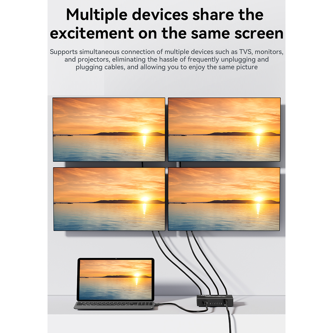 Splitter HDMI 1x4 VegGieg V-HD07 | Distribuidor HDMI 4K | 1 Entrada 4 Salidas | Plug & Play 8