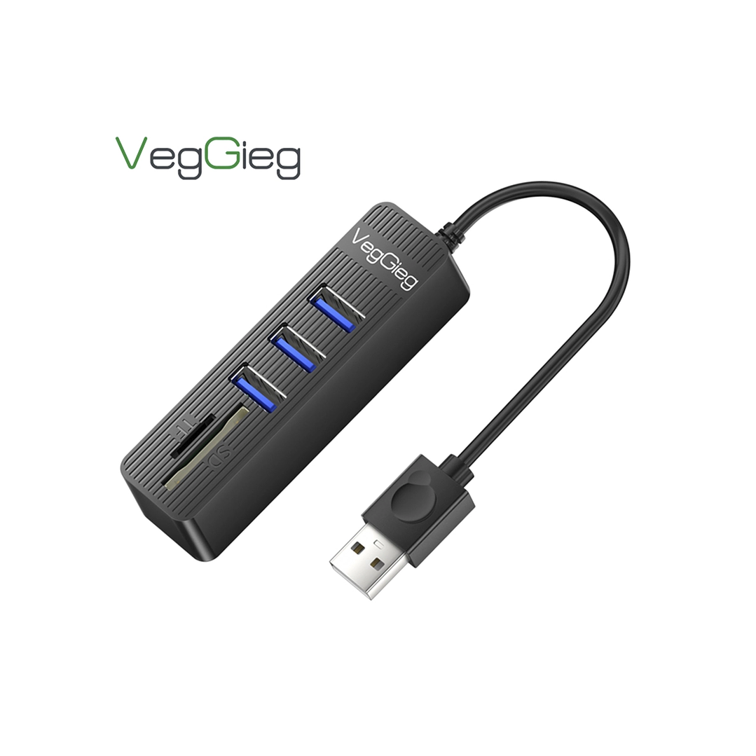 Hub USB 5 en 1 VegGieg V-C303 | 3 Puertos USB + Lector SD / MicroSD | USB 2.0 | Laptop / PC 1