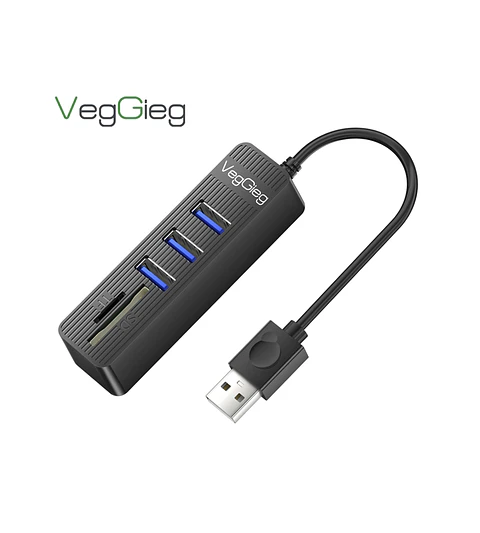 Hub USB 5 en 1 VegGieg V-C303 | 3 Puertos USB + Lector SD / MicroSD | USB 2.0 | Laptop / PC