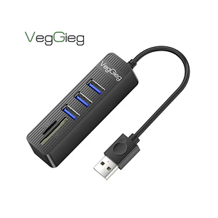 Hub USB 5 en 1 VegGieg V-C303 | 3 Puertos USB + Lector SD / MicroSD | USB 2.0 | Laptop / PC