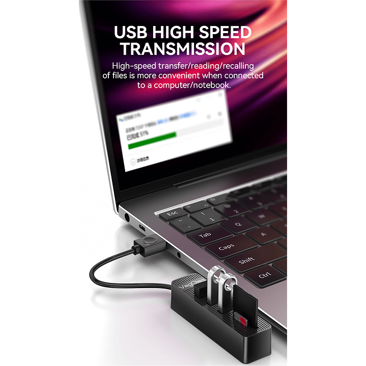 Hub USB 5 en 1 VegGieg V-C303 | 3 Puertos USB + Lector SD / MicroSD | USB 2.0 | Laptop / PC 6
