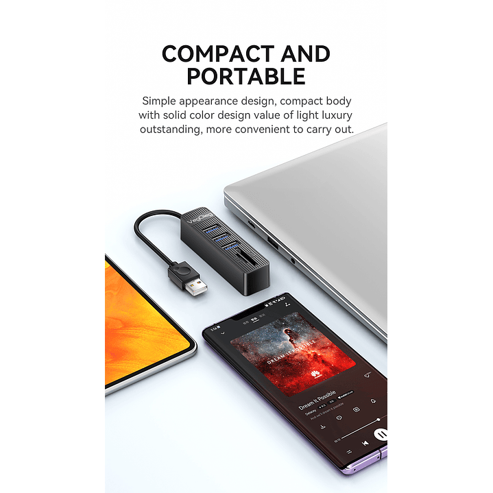 Hub USB 5 en 1 VegGieg V-C303 | 3 Puertos USB + Lector SD / MicroSD | USB 2.0 | Laptop / PC 9