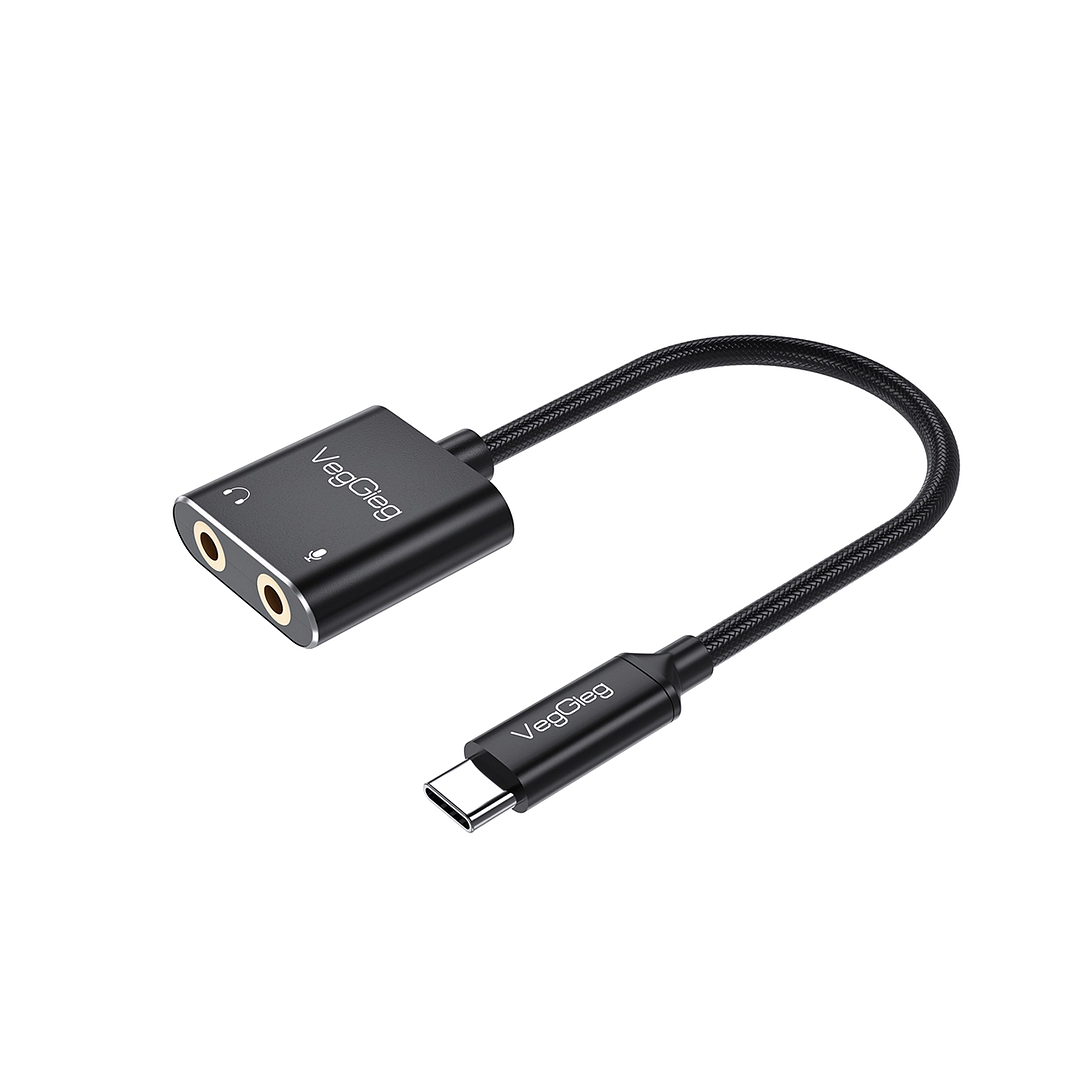 Adaptador Audio USB-C a 3.5mm + Mic VegGieg V-K105 | Tarjeta de Sonido Externa | Laptop / Android 1