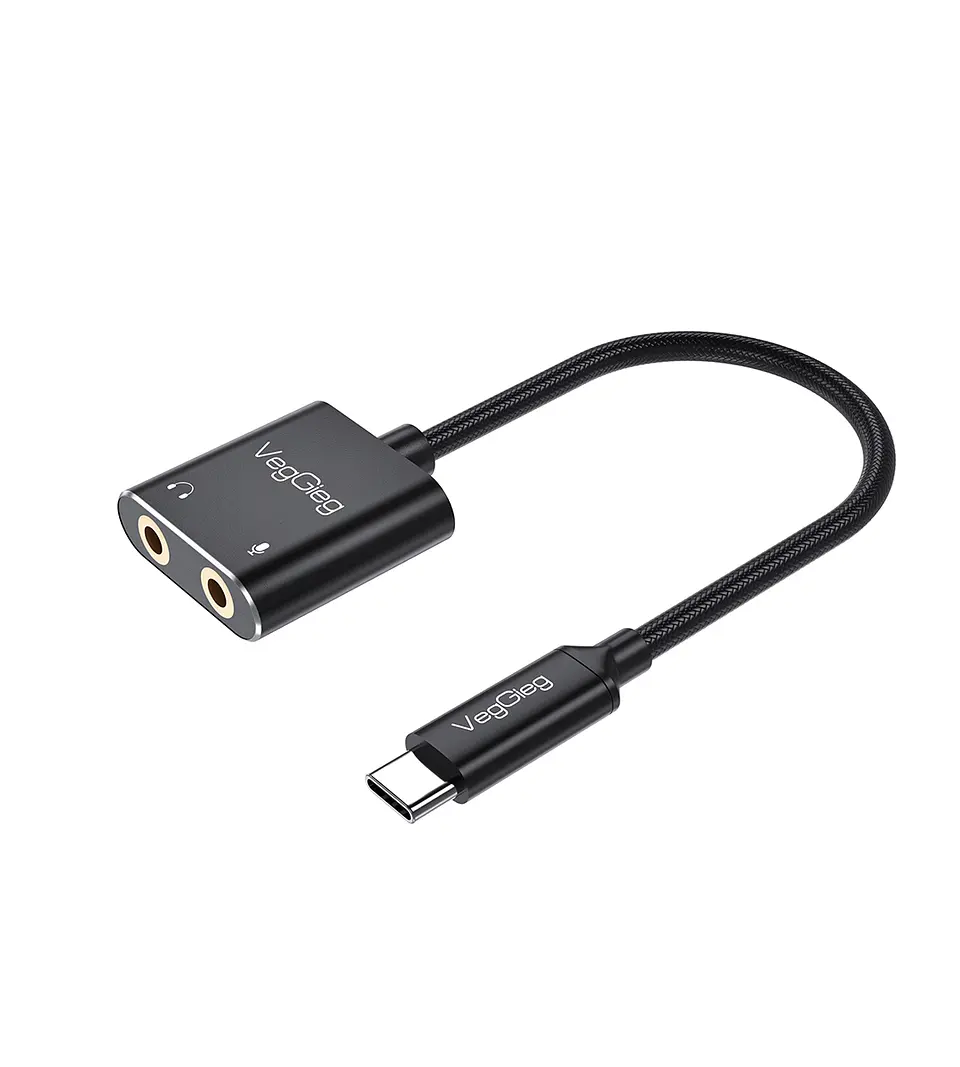 Adaptador Audio USB-C a 3.5mm + Mic VegGieg V-K105 | Tarjeta de Sonido Externa | Laptop / Android 1