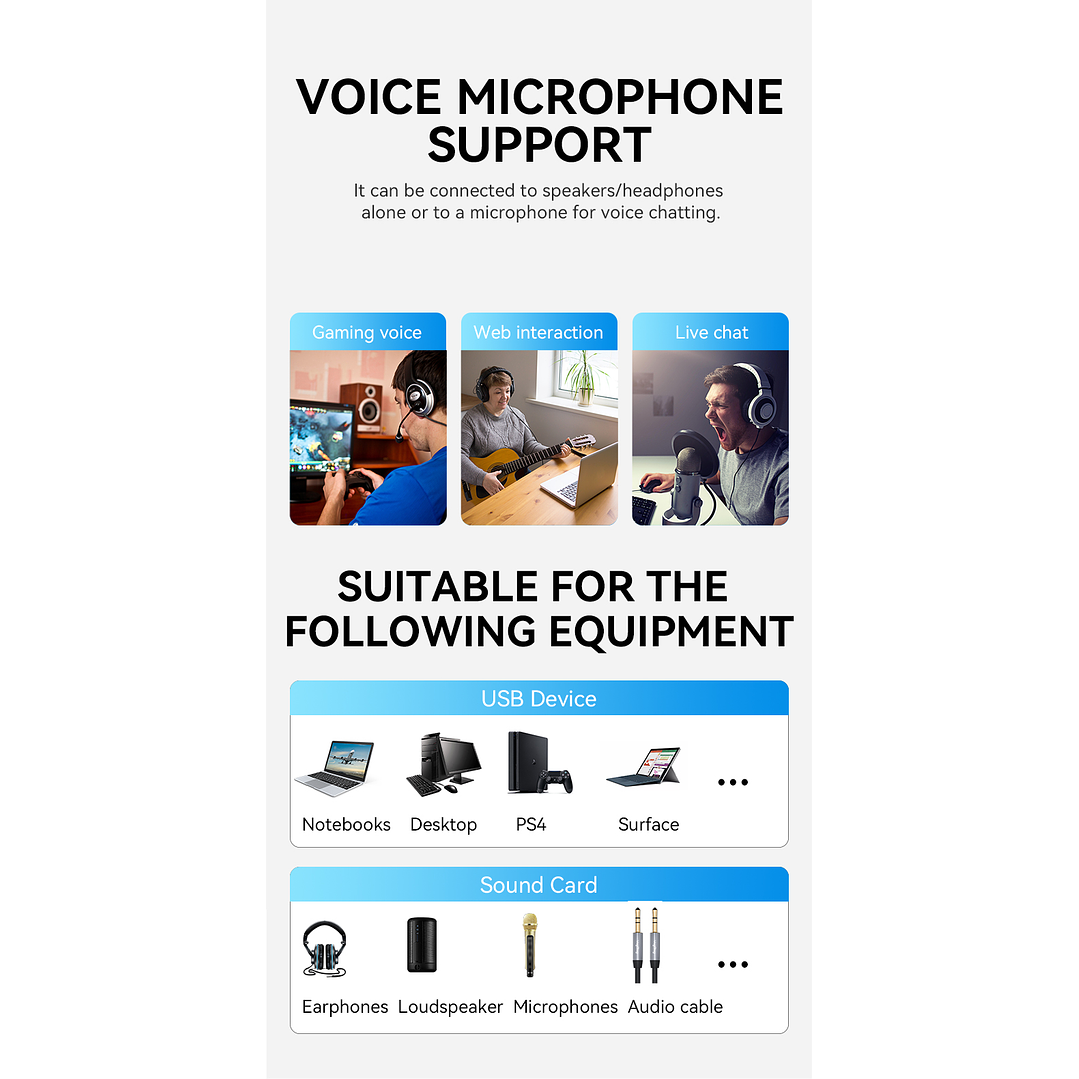 Adaptador USB a Audio 3.5mm + Mic VegGieg V-K103 | Tarjeta de Sonido USB | Plug & Play 9