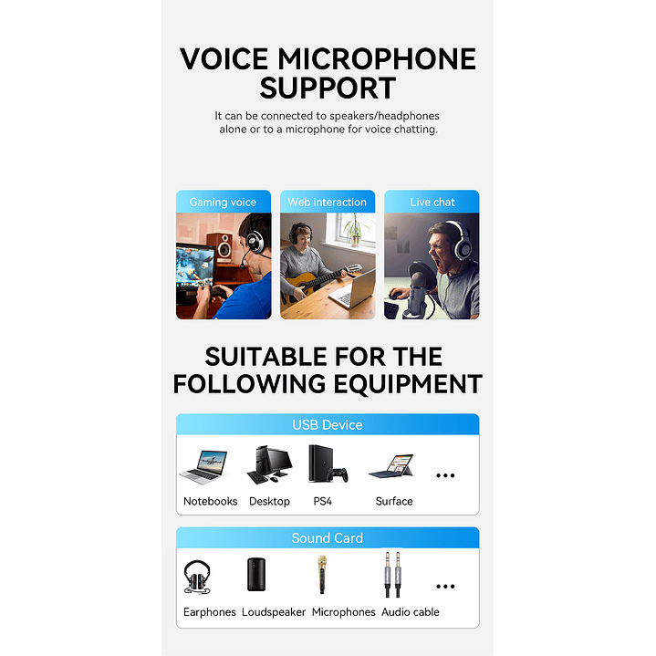 Adaptador USB a Audio 3.5mm + Mic VegGieg V-K103 | Tarjeta de Sonido USB | Plug & Play 9