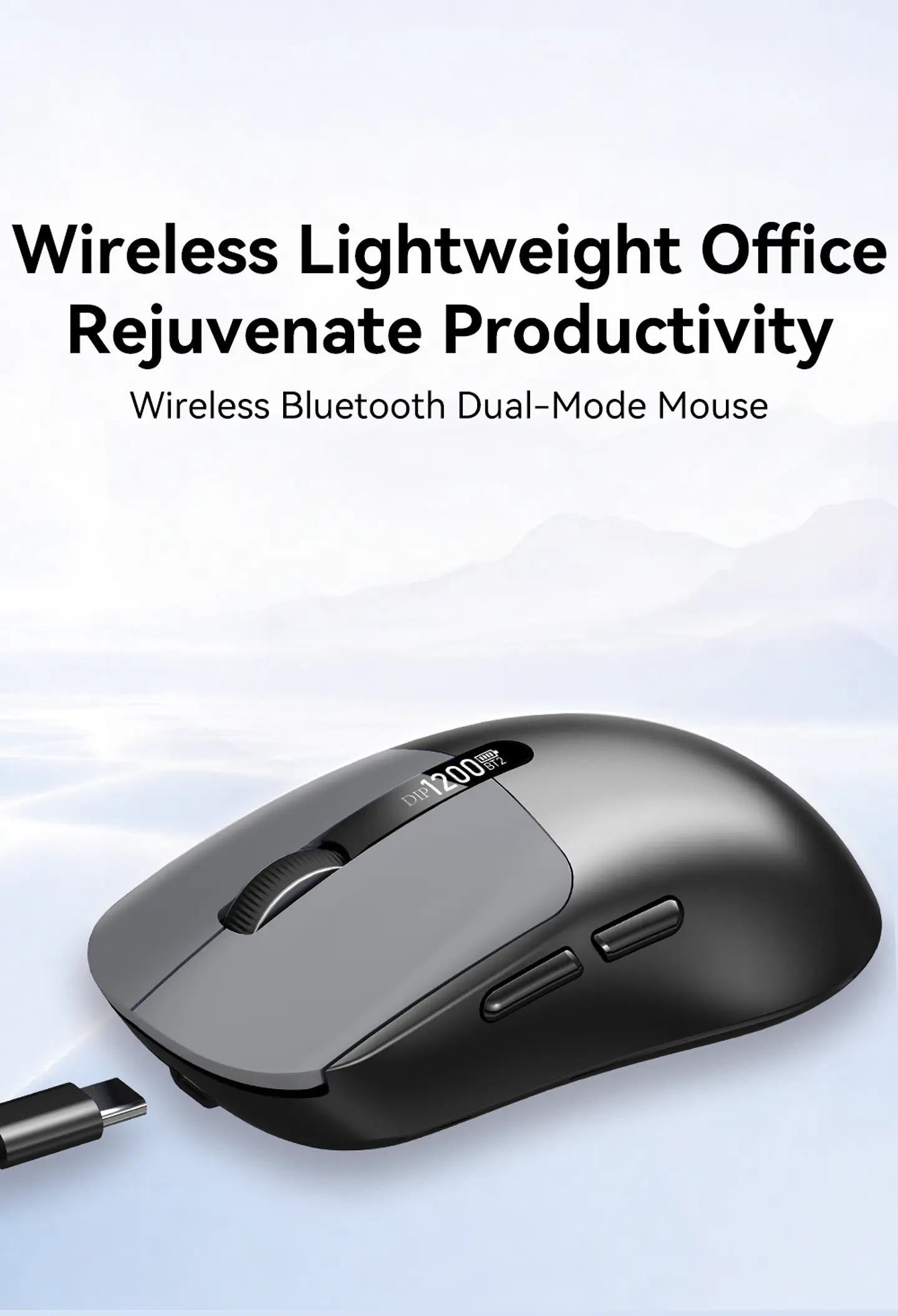 Mouse Inalámbrico VegGieg G900 | Bluetooth + 2.4 GHz | 3600 DPI | Pantalla Digital | Recargable 6