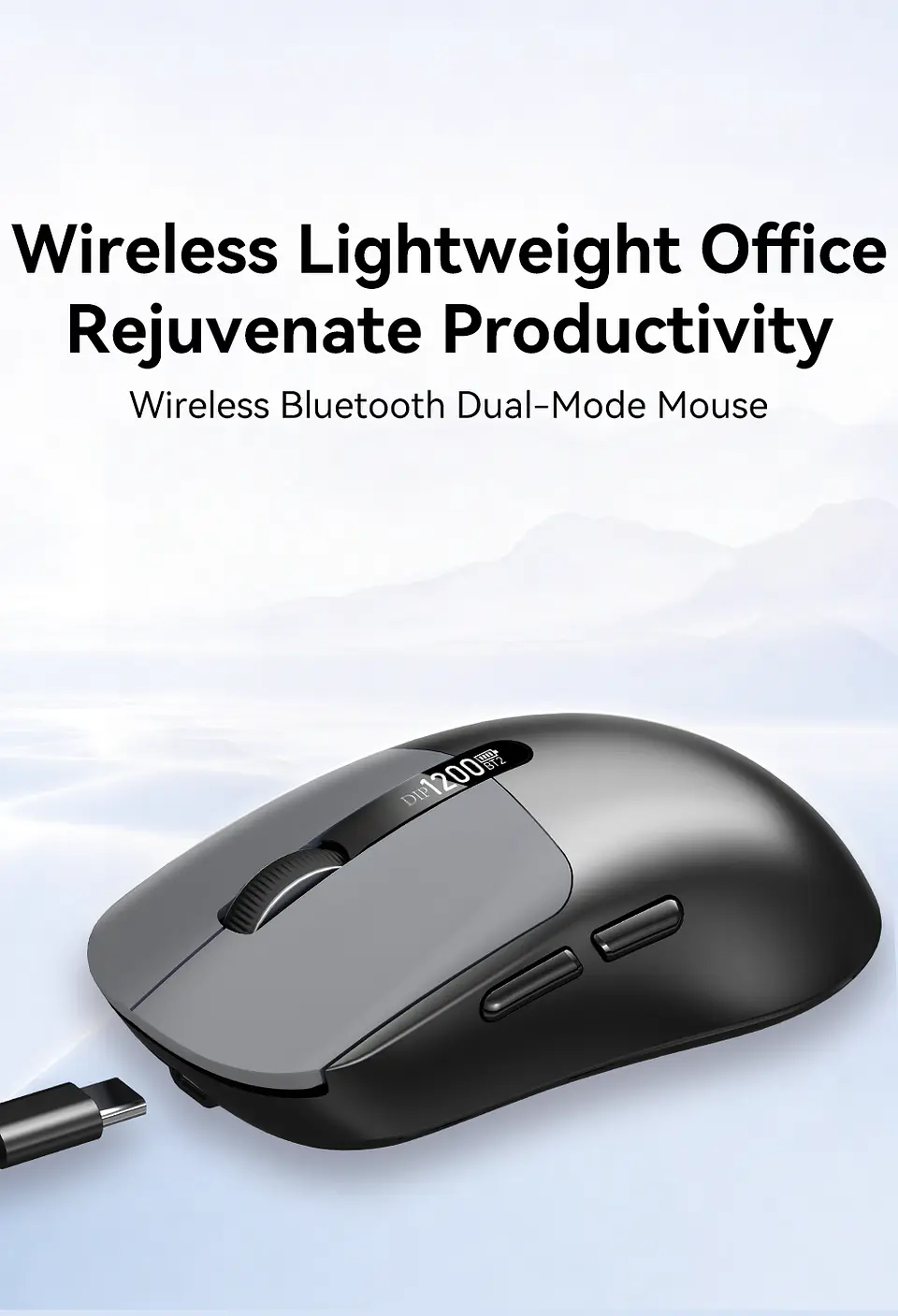 Mouse Inalámbrico VegGieg G900 | Bluetooth + 2.4 GHz | 3600 DPI | Pantalla Digital | Recargable 6