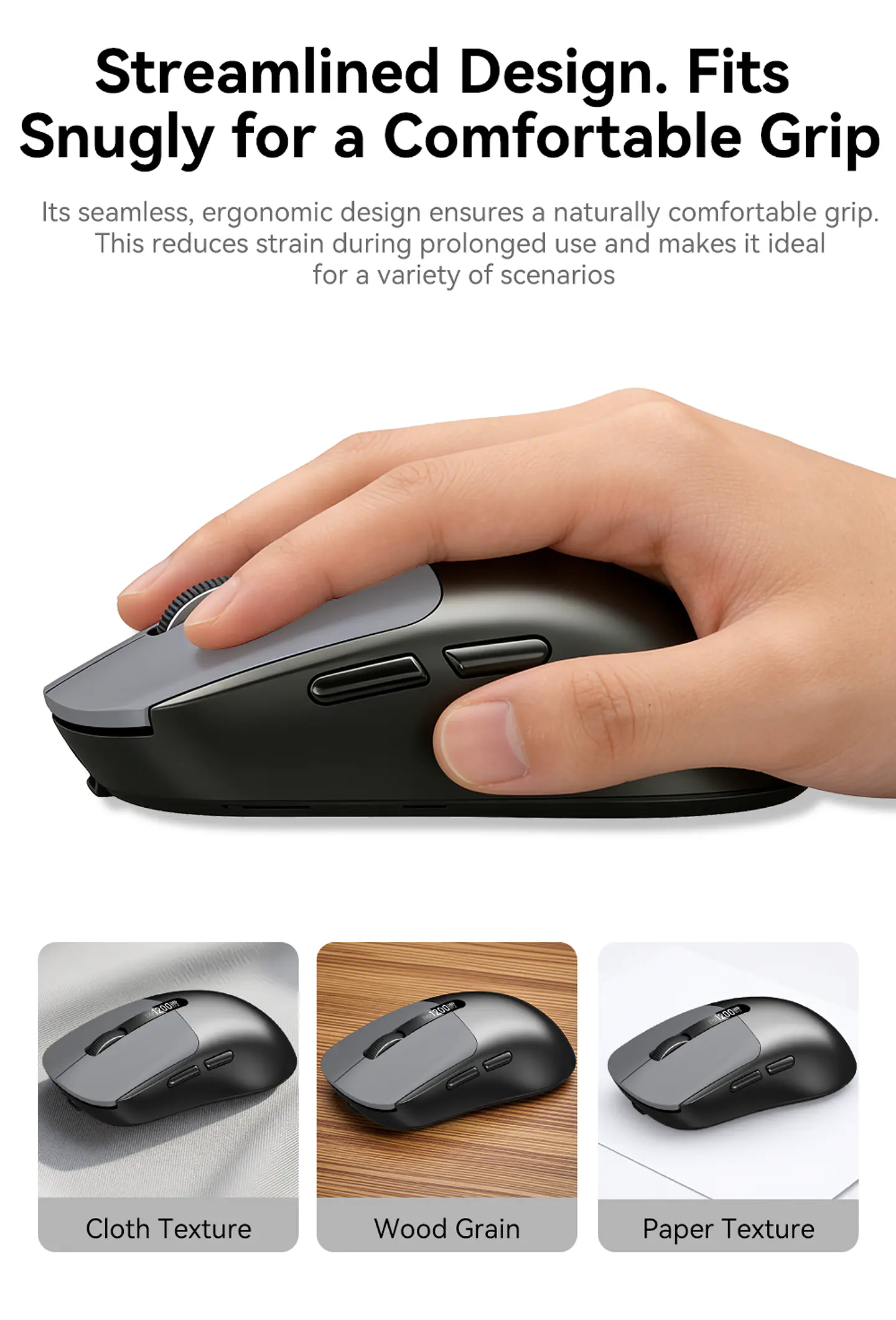 Mouse Inalámbrico VegGieg G900 | Bluetooth + 2.4 GHz | 3600 DPI | Pantalla Digital | Recargable 10