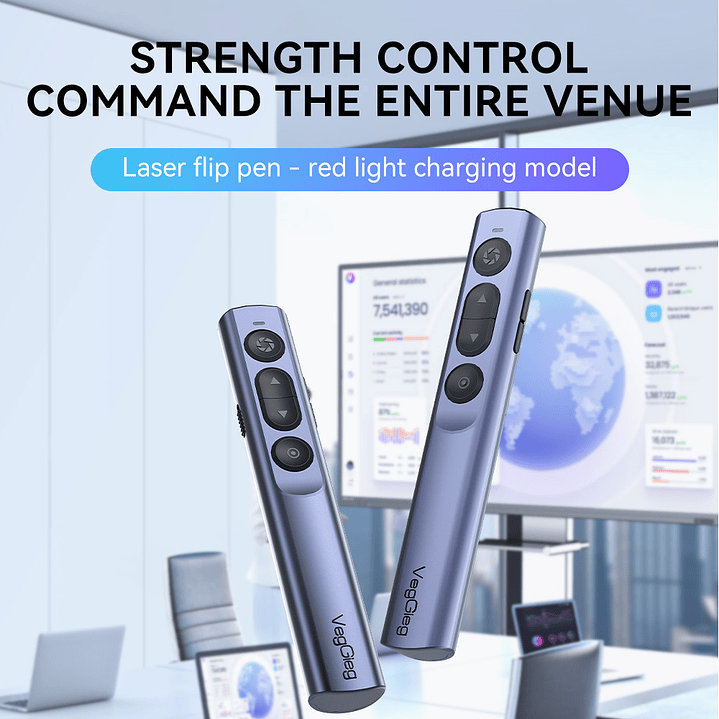 Puntero Láser Presentador VegGieg V-LP002 | Control PPT Inalámbrico | USB | 200 m Alcance 2