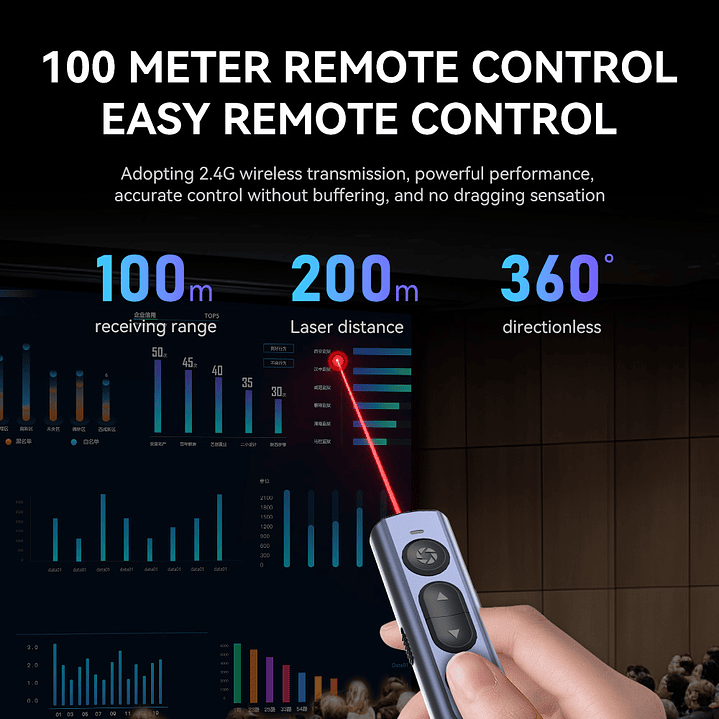 Puntero Láser Presentador VegGieg V-LP002 | Control PPT Inalámbrico | USB | 200 m Alcance 3